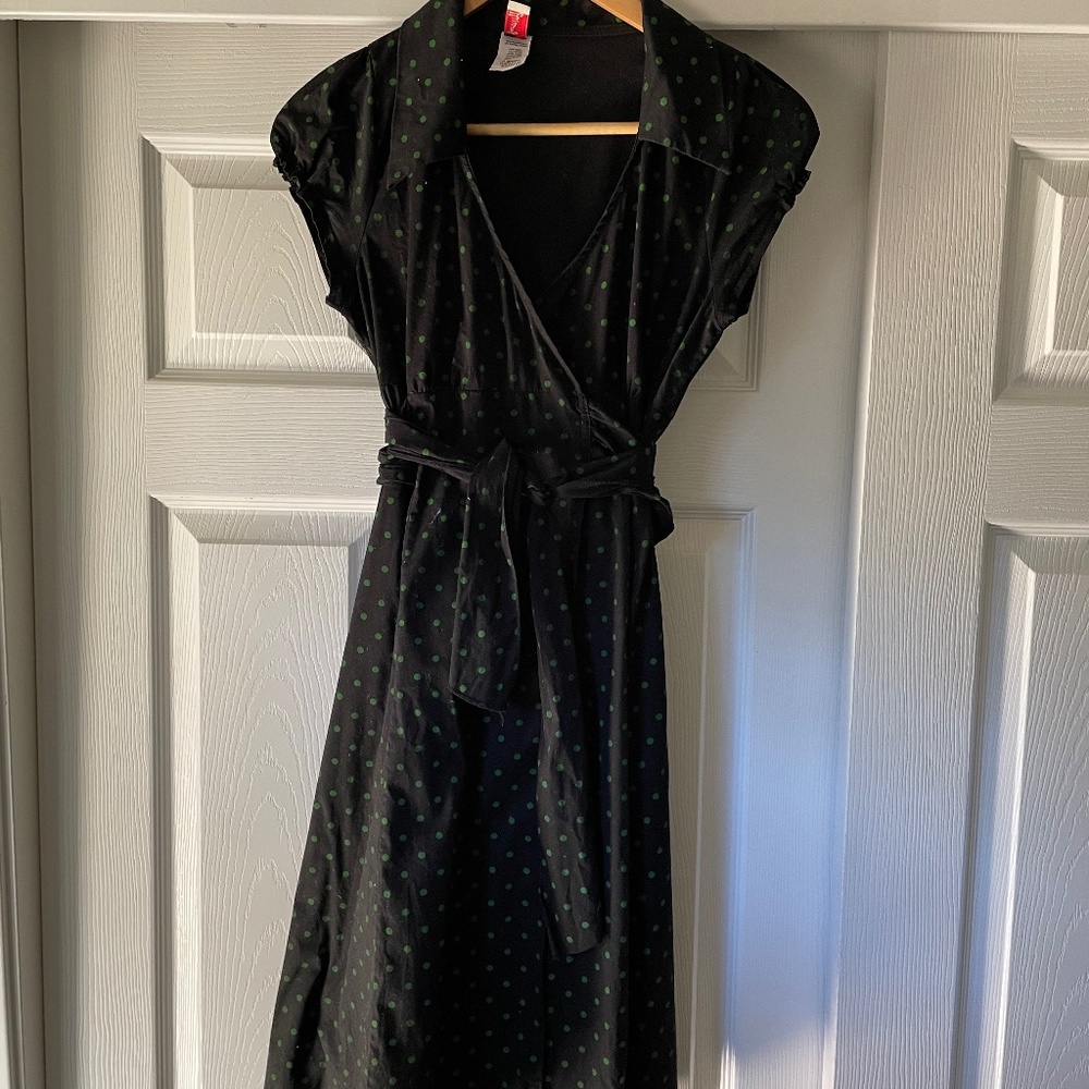 Black & Green Polka Dot Dress